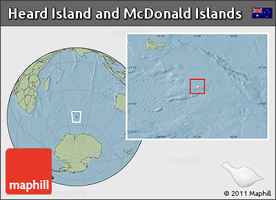 Blank Location Map of Heard Island and McDonald Islands, savanna style outside, hill shading outside