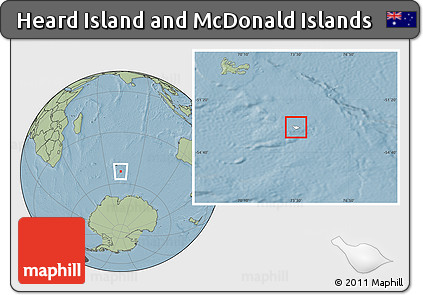 Blank Location Map of Heard Island and McDonald Islands, savanna style outside, hill shading outside