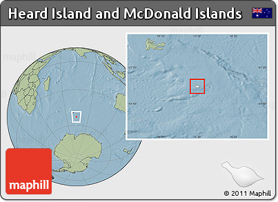 Blank Location Map of Heard Island and McDonald Islands, savanna style outside, hill shading outside