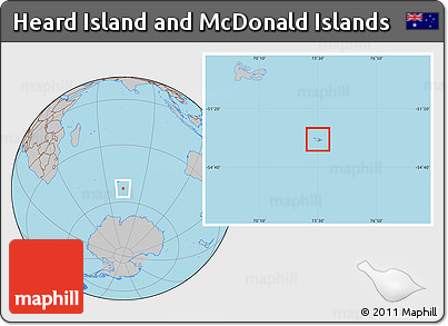 Gray Location Map of Heard Island and McDonald Islands, hill shading inside