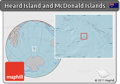Gray Location Map of Heard Island and McDonald Islands, hill shading outside