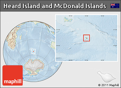 Physical Location Map of Heard Island and McDonald Islands, lighten