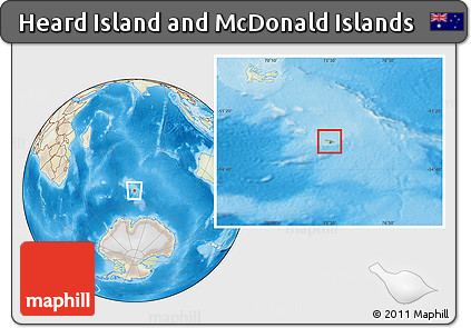 Physical Location Map of Heard Island and McDonald Islands, lighten, land only