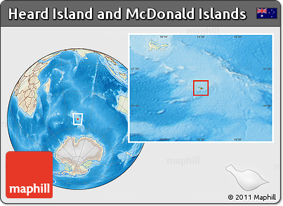 Physical Location Map of Heard Island and McDonald Islands, lighten, land only