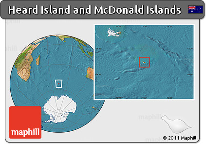Physical Location Map of Heard Island and McDonald Islands, satellite outside