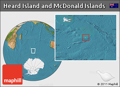 Physical Location Map of Heard Island and McDonald Islands, satellite outside