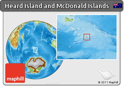 Political Location Map of Heard Island and McDonald Islands, physical outside