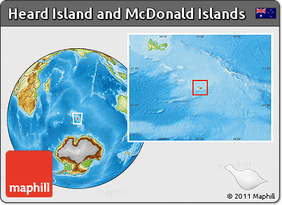 Political Location Map of Heard Island and McDonald Islands, physical outside