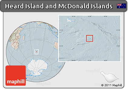 Satellite Location Map of Heard Island and McDonald Islands, lighten