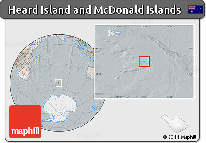 Satellite Location Map of Heard Island and McDonald Islands, lighten, semi-desaturated
