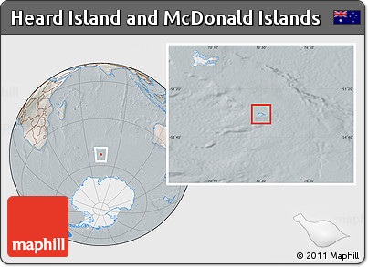 Satellite Location Map of Heard Island and McDonald Islands, lighten, semi-desaturated