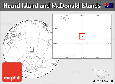 Savanna Style Location Map of Heard Island and McDonald Islands, blank outside, hill shading inside