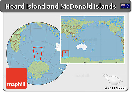 Savanna Style Location Map of Heard Island and McDonald Islands, highlighted continent, within the entire continent