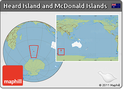 Savanna Style Location Map of Heard Island and McDonald Islands, highlighted continent, within the entire continent