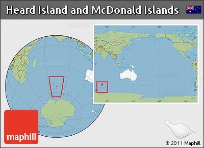 Savanna Style Location Map of Heard Island and McDonald Islands, highlighted continent, within the entire continent