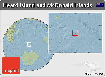 Savanna Style Location Map of Heard Island and McDonald Islands, hill shading outside