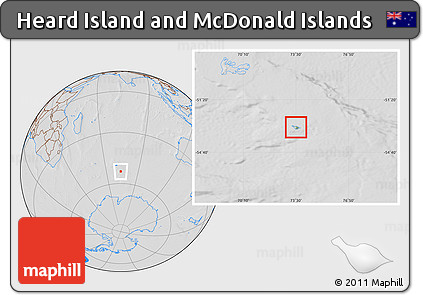 Savanna Style Location Map of Heard Island and McDonald Islands, lighten, desaturated, hill shading