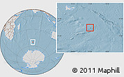 Savanna Style Location Map of Heard Island and McDonald Islands, lighten, desaturated, land only, hill shading