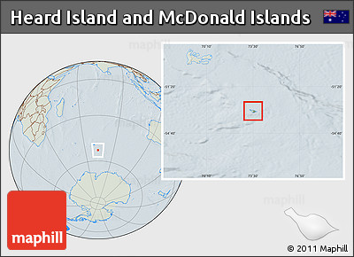 Savanna Style Location Map of Heard Island and McDonald Islands, lighten, hill shading