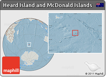 Savanna Style Location Map of Heard Island and McDonald Islands, lighten, semi-desaturated, land only, hill shading