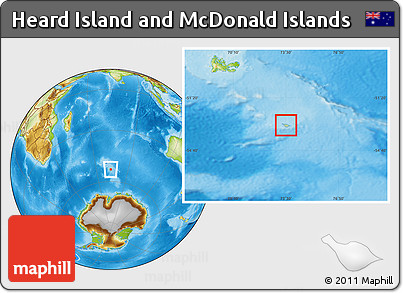 Savanna Style Location Map of Heard Island and McDonald Islands, physical outside