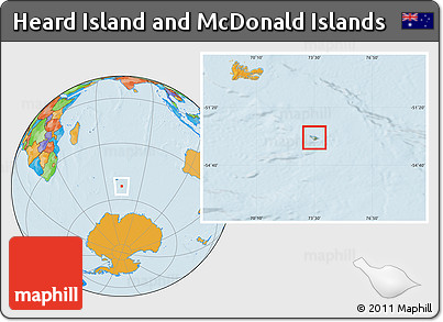 Savanna Style Location Map of Heard Island and McDonald Islands, political outside, hill shading