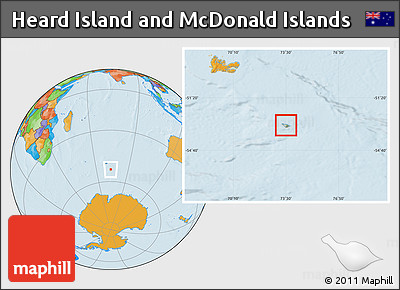 Savanna Style Location Map of Heard Island and McDonald Islands, political outside, hill shading