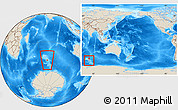 Shaded Relief Location Map of Heard Island and McDonald Islands, within the entire continent