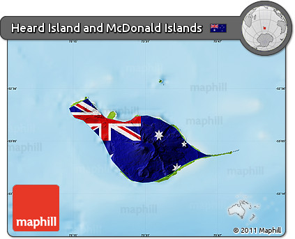 Flag Map of Heard Island and McDonald Islands, physical outside
