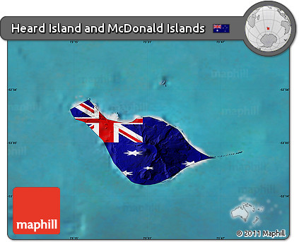 Flag Map of Heard Island and McDonald Islands, satellite outside, flag rotated