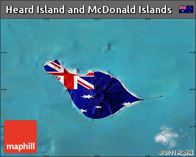 Flag Map of Heard Island and McDonald Islands, satellite outside, flag rotated