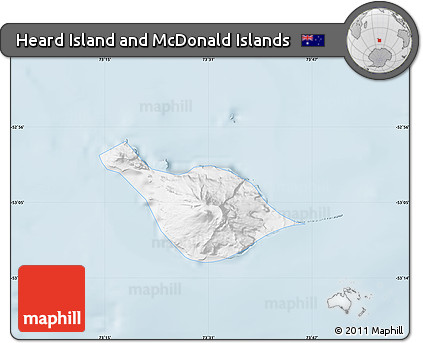 Gray Map of Heard Island and McDonald Islands