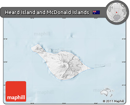 Gray Map of Heard Island and McDonald Islands, single color outside