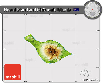 Physical Map of Heard Island and McDonald Islands, cropped outside