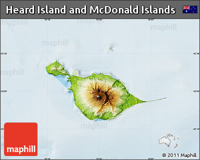 Physical Map of Heard Island and McDonald Islands, lighten