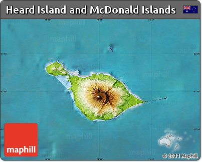 Physical Map of Heard Island and McDonald Islands, satellite outside