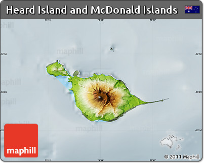 Physical Map of Heard Island and McDonald Islands, semi-desaturated