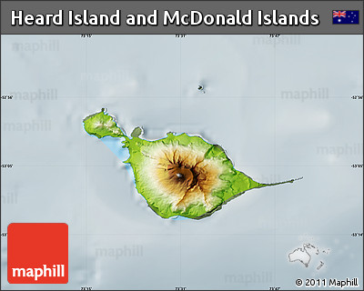 Physical Map of Heard Island and McDonald Islands, semi-desaturated