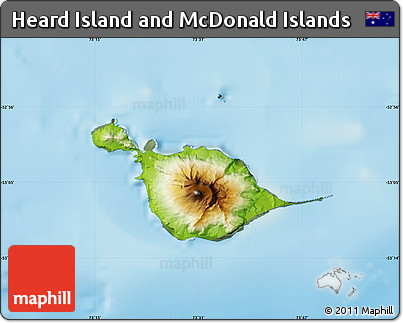 Physical Map of Heard Island and McDonald Islands, semi-desaturated, land only