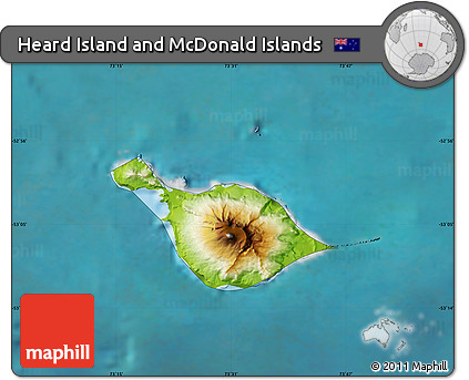 Physical Map of Heard Island and McDonald Islands, single color outside, satellite sea