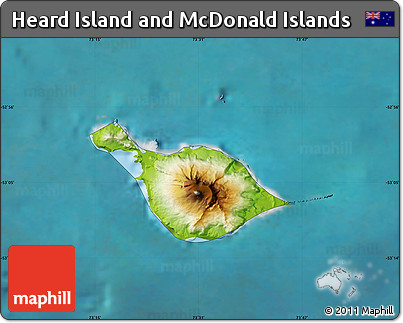 Physical Map of Heard Island and McDonald Islands, single color outside, satellite sea