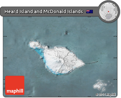 Satellite Map of Heard Island and McDonald Islands, semi-desaturated