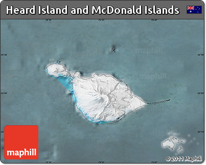 Satellite Map of Heard Island and McDonald Islands, semi-desaturated