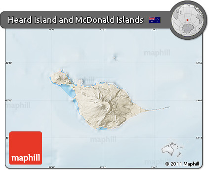 Shaded Relief Map of Heard Island and McDonald Islands, lighten
