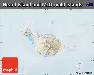 Shaded Relief Map of Heard Island and McDonald Islands, lighten