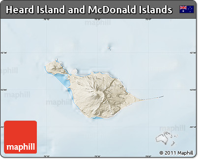 Shaded Relief Map of Heard Island and McDonald Islands, lighten