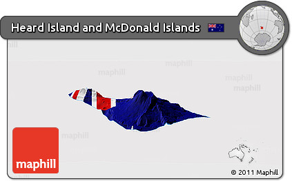 Flag Panoramic Map of Heard Island and McDonald Islands, flag aligned to the middle
