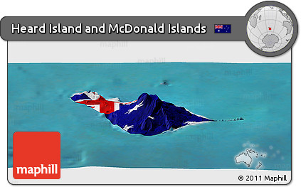 Flag Panoramic Map of Heard Island and McDonald Islands, satellite outside, flag rotated