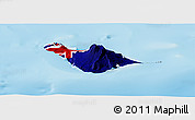Flag Panoramic Map of Heard Island and McDonald Islands, single color outside, shaded relief sea