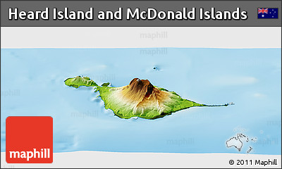 Physical Panoramic Map of Heard Island and McDonald Islands, darken, land only